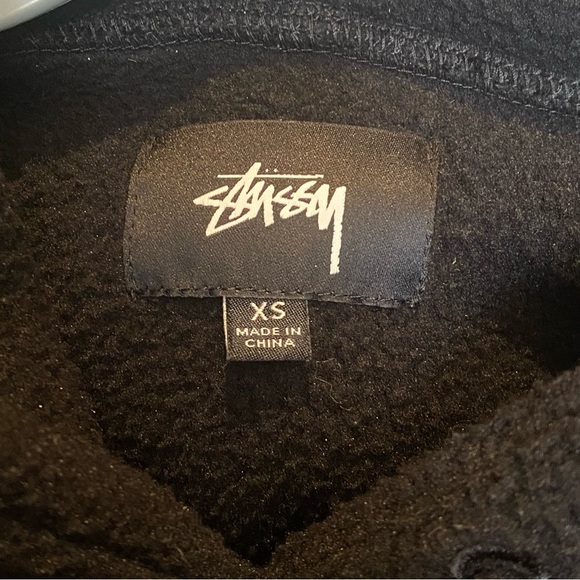 STUSSY Black Plush Fleece Streetwear Hoodie Sweatshirt Size XS-Unisex - Picture 5 of 7